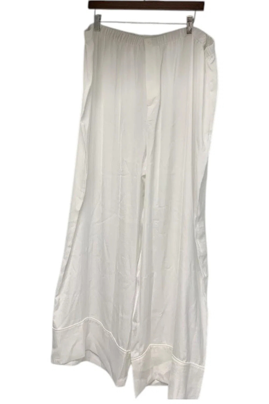 Barefoot Dreams Women's Washed Satin Piped Wide Leg Pant Sea Salt - Regular